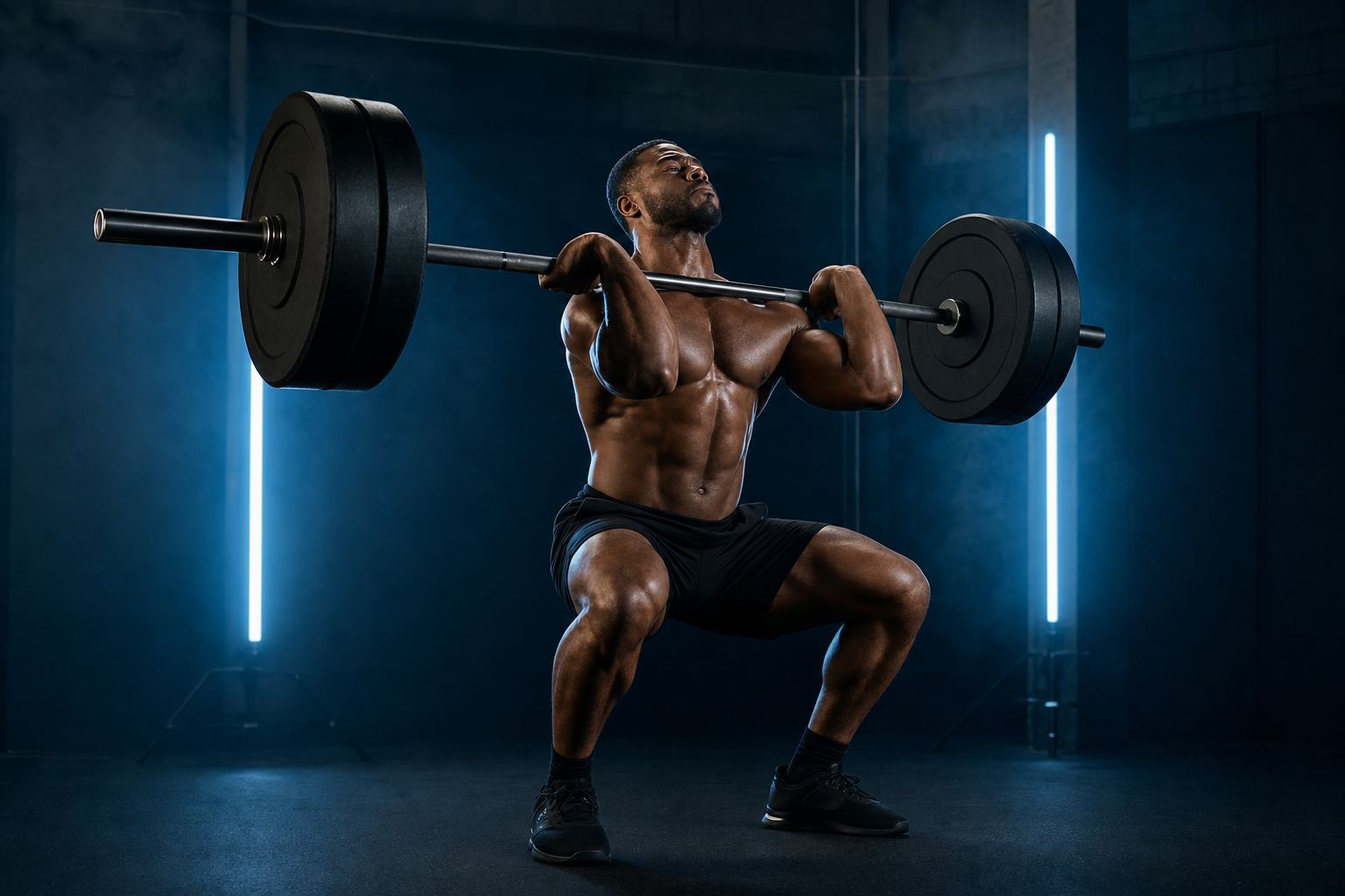 Athlete performing a barbell front squat