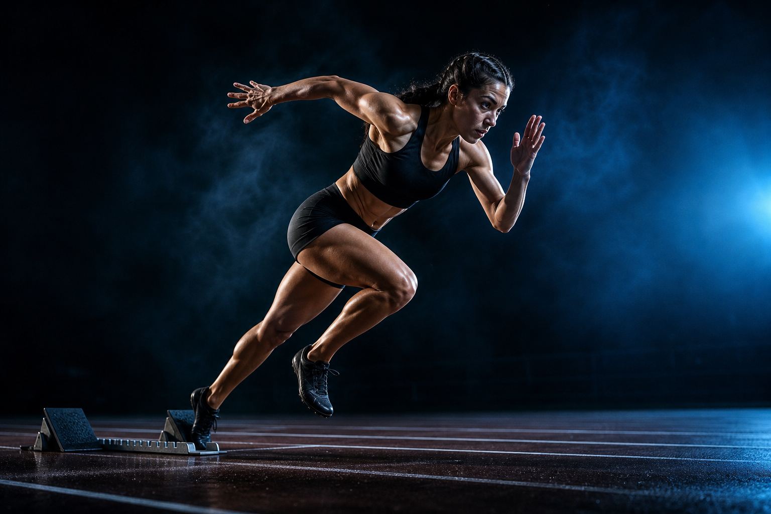 Sprinter exploding out of starting blocks